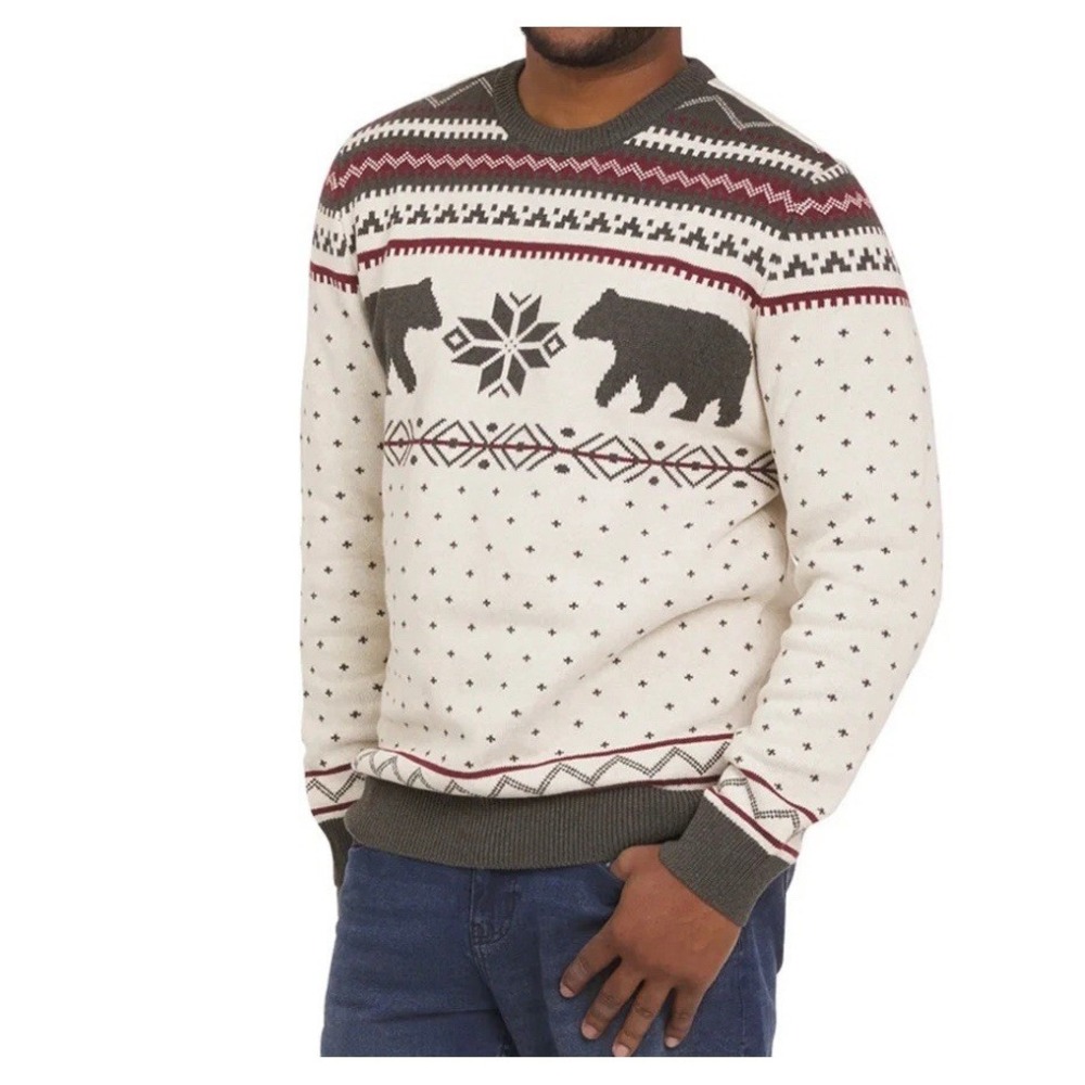 Lands' End Men's Medium Family Holiday Sweater‎ Christmas Knit Preppy Work Party
